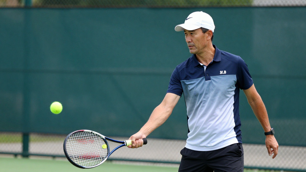 Coach feeding a forehand